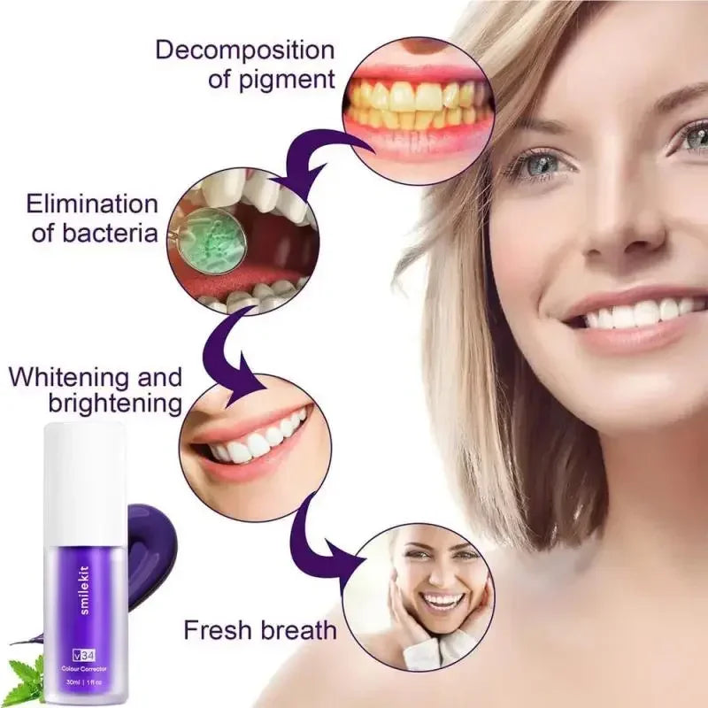 SmileKit V34 Purple Whitening Toothpaste – 30ml