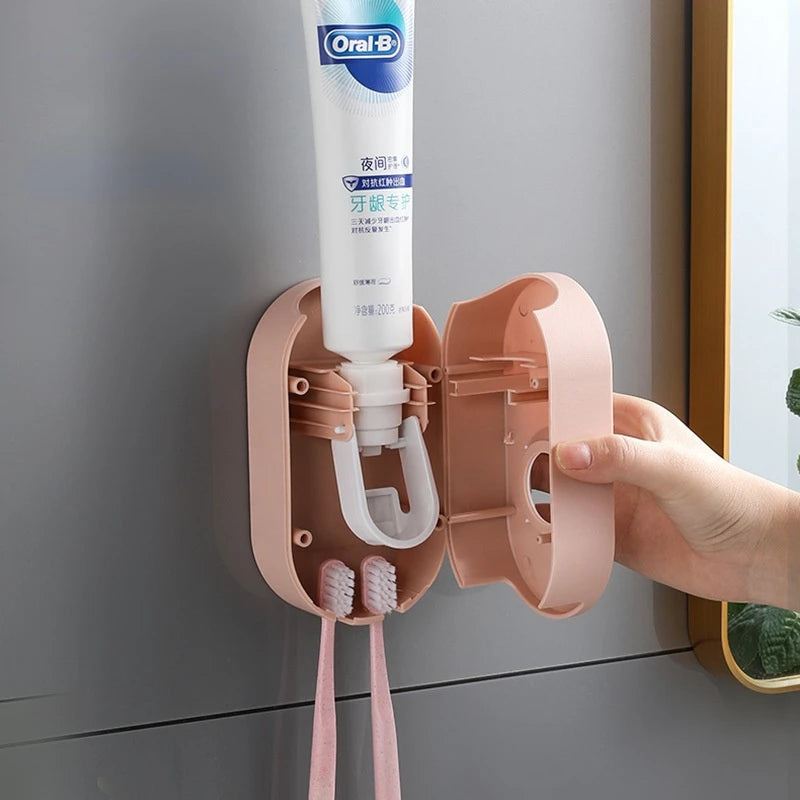 Wall-Mounted Automatic Toothpaste Squeezer & Holder Set