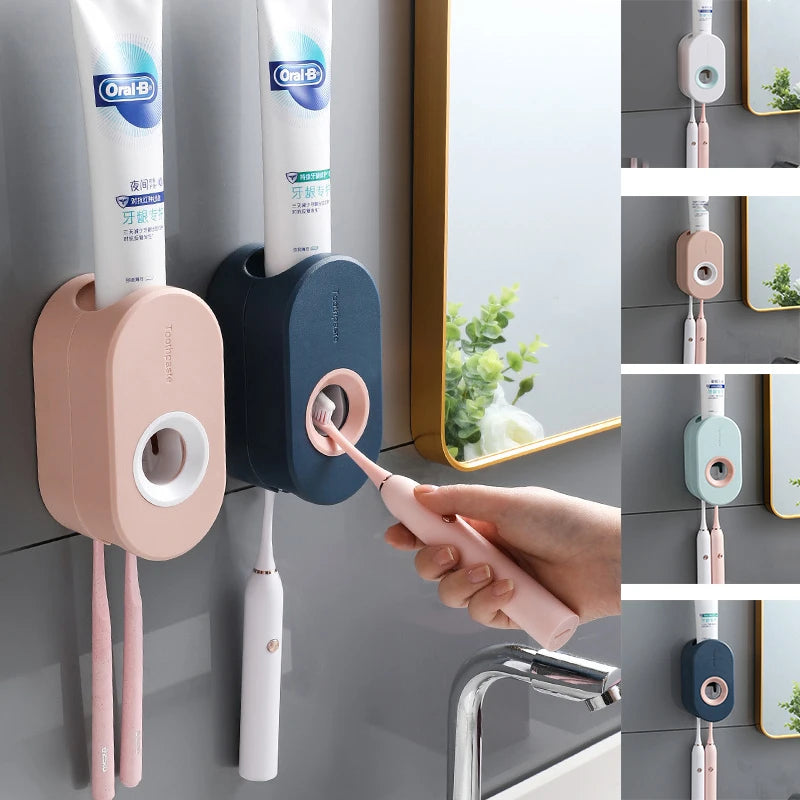 Wall-Mounted Automatic Toothpaste Squeezer & Holder Set