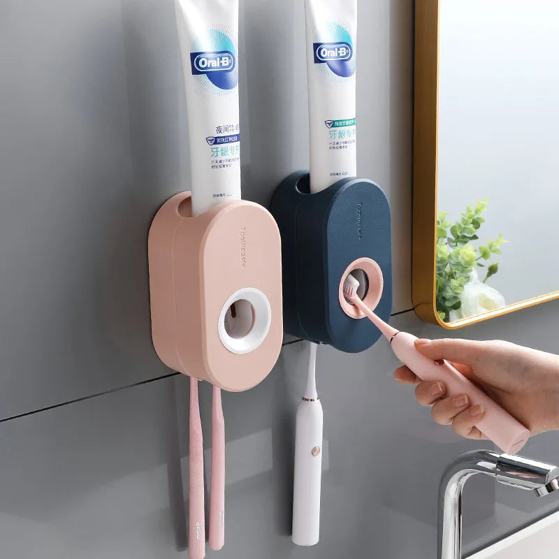 Wall-Mounted Automatic Toothpaste Squeezer & Holder Set